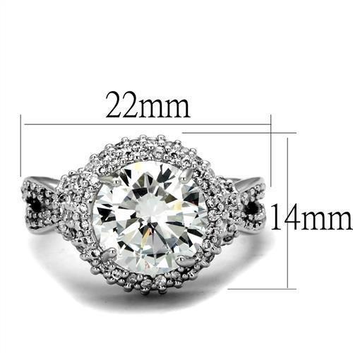 MA3W1087 - Rhodium Brass Ring with AAA Grade CZ  in Clear