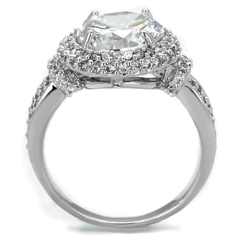 MA3W1087 - Rhodium Brass Ring with AAA Grade CZ  in Clear