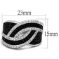 MA3W1090 - Rhodium + Ruthenium Brass Ring with AAA Grade CZ  in Black Diamond