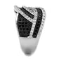 MA3W1090 - Rhodium + Ruthenium Brass Ring with AAA Grade CZ  in Black Diamond