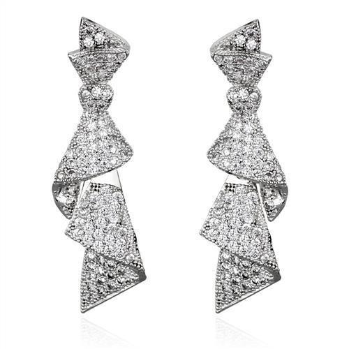 MA3W1096 - Rhodium Brass Jewelry Sets with AAA Grade CZ  in Clear