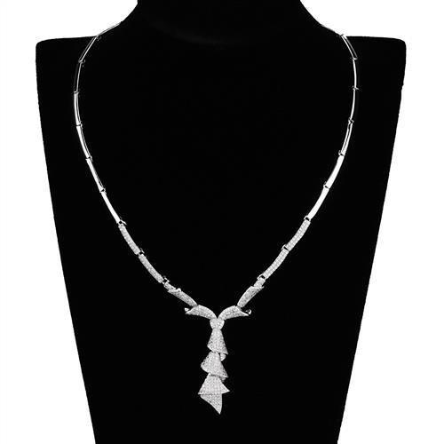 MA3W1096 - Rhodium Brass Jewelry Sets with AAA Grade CZ  in Clear