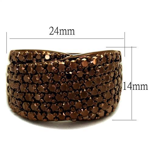 MA3W1097 - IP Coffee light Brass Ring with AAA Grade CZ  in Light Coffee