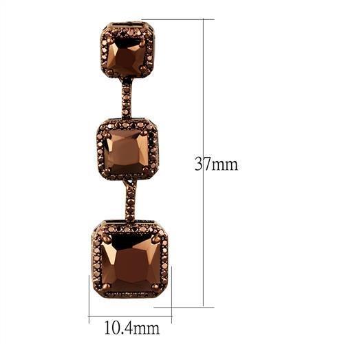 MA3W1108 - IP Coffee light Brass Earrings with AAA Grade CZ  in Light Coffee