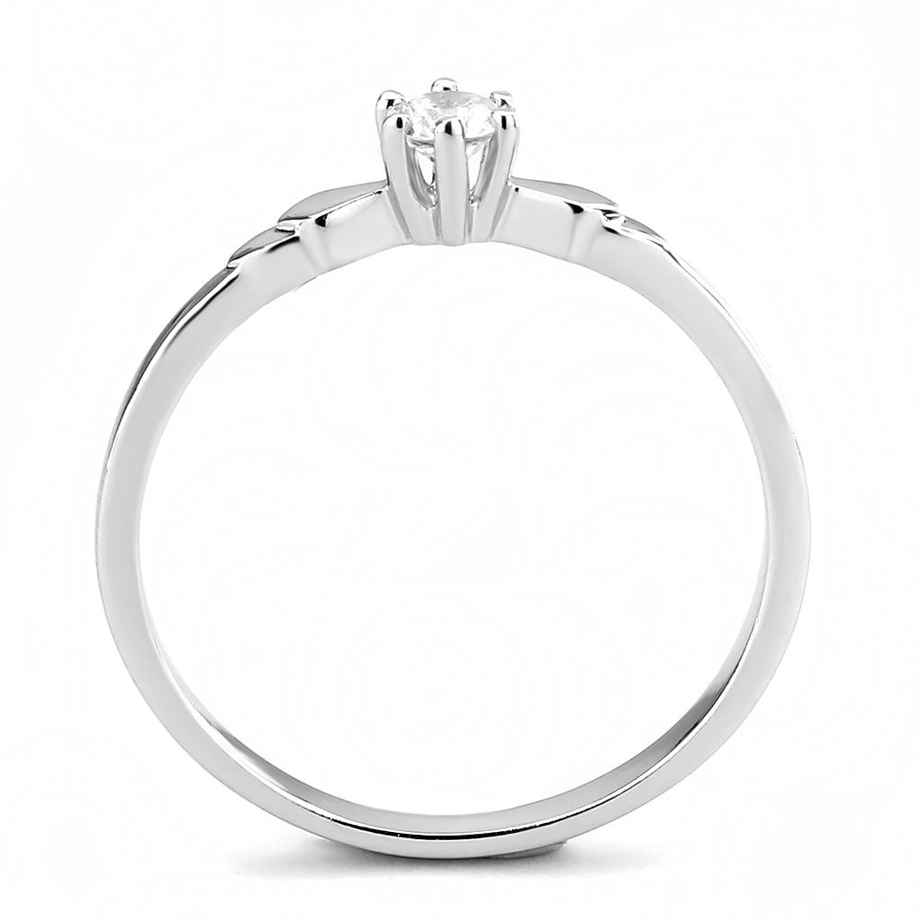 MA3W110 - Rhodium Brass Ring with AAA Grade CZ  in Clear