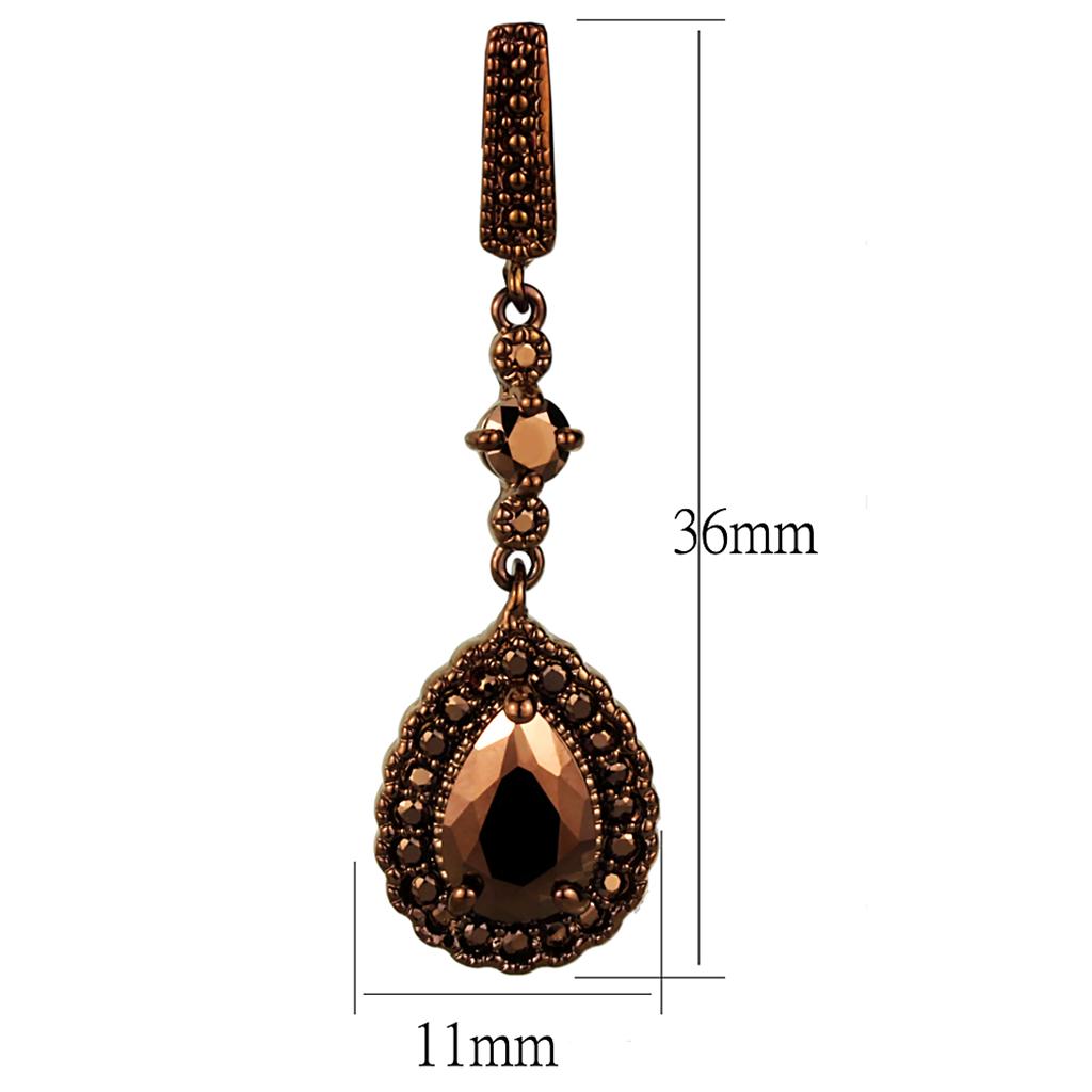 MA3W1111 - IP Coffee light Brass Earrings with AAA Grade CZ  in Light Coffee