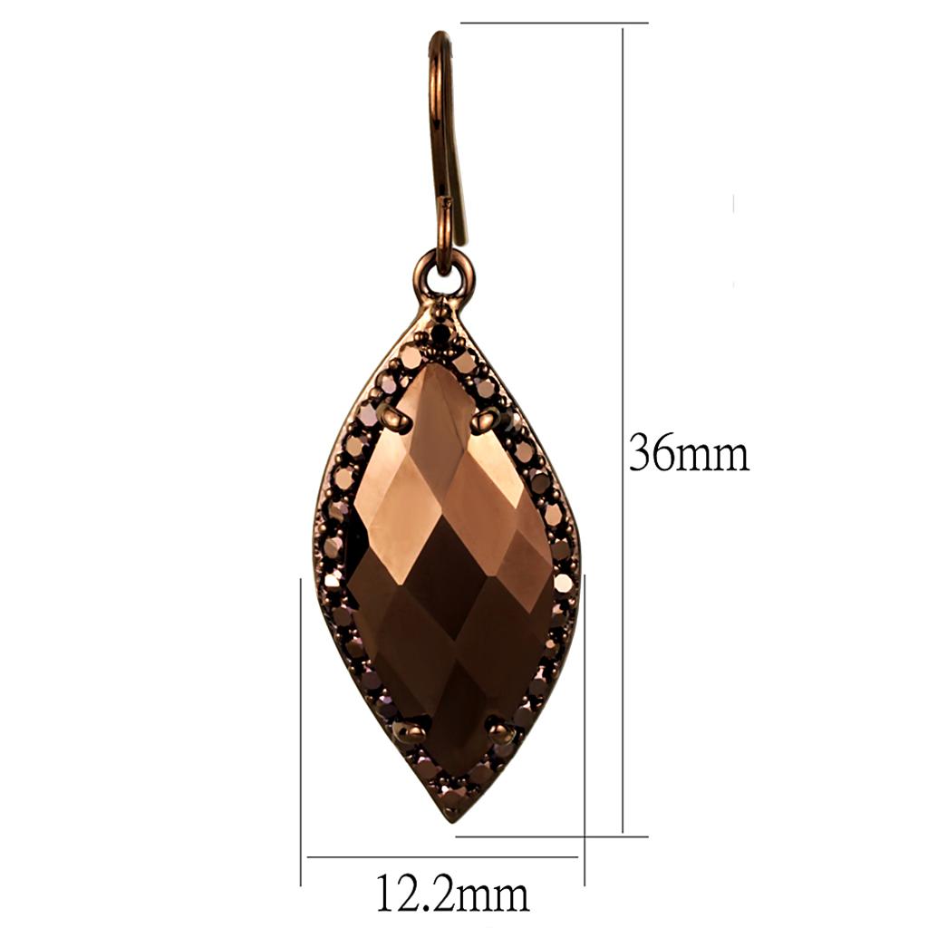MA3W1112 - IP Coffee light Brass Earrings with AAA Grade CZ  in Light Coffee