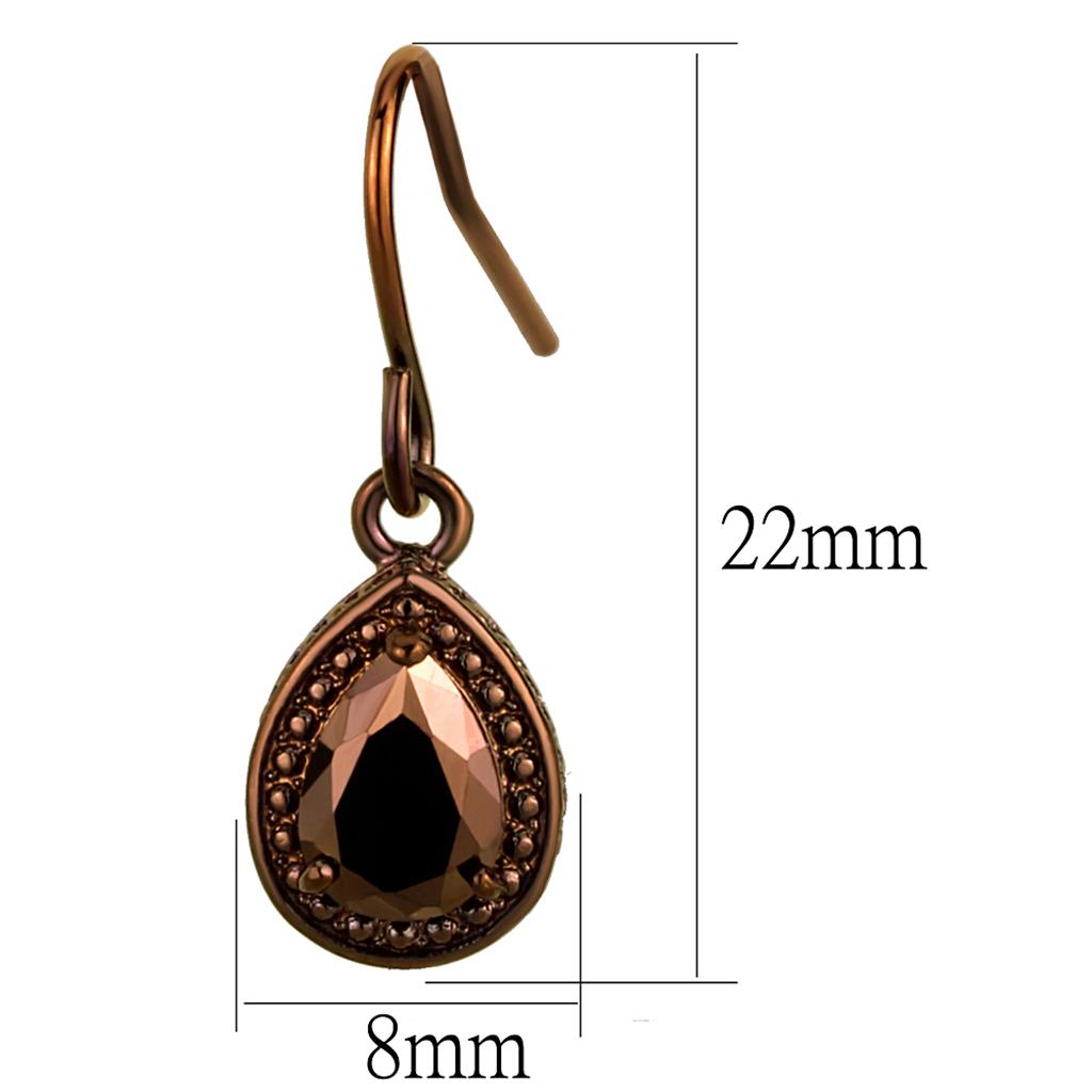MA3W1114 - IP Coffee light Brass Earrings with AAA Grade CZ  in Light Coffee