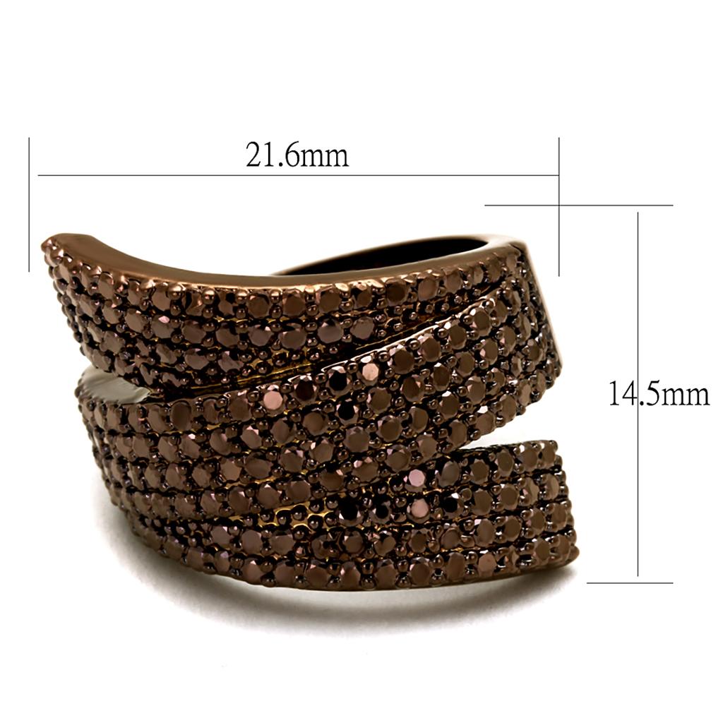 MA3W1125 - IP Coffee light Brass Ring with AAA Grade CZ  in Light Coffee