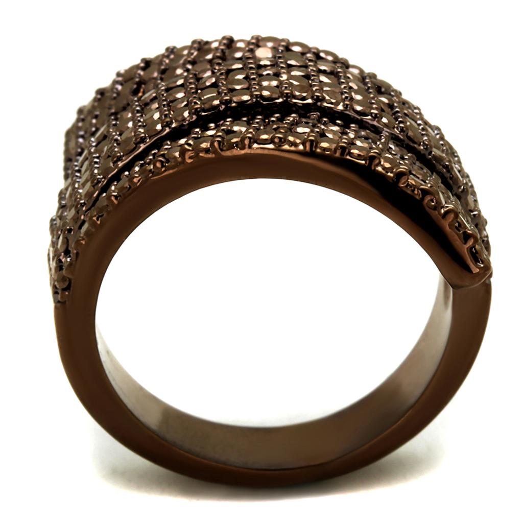 MA3W1125 - IP Coffee light Brass Ring with AAA Grade CZ  in Light Coffee