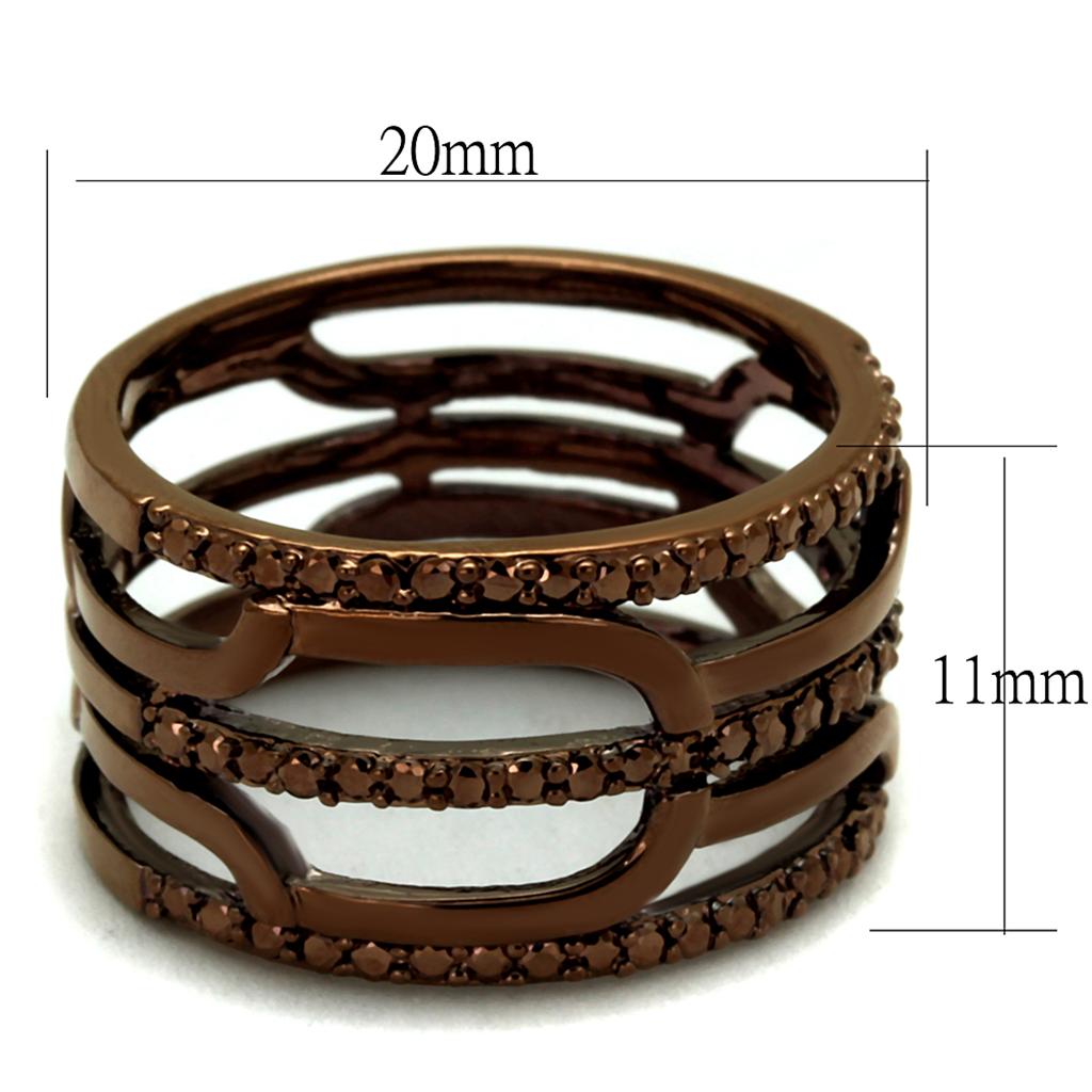 MA3W1126 - IP Coffee light Brass Ring with AAA Grade CZ  in Light Coffee