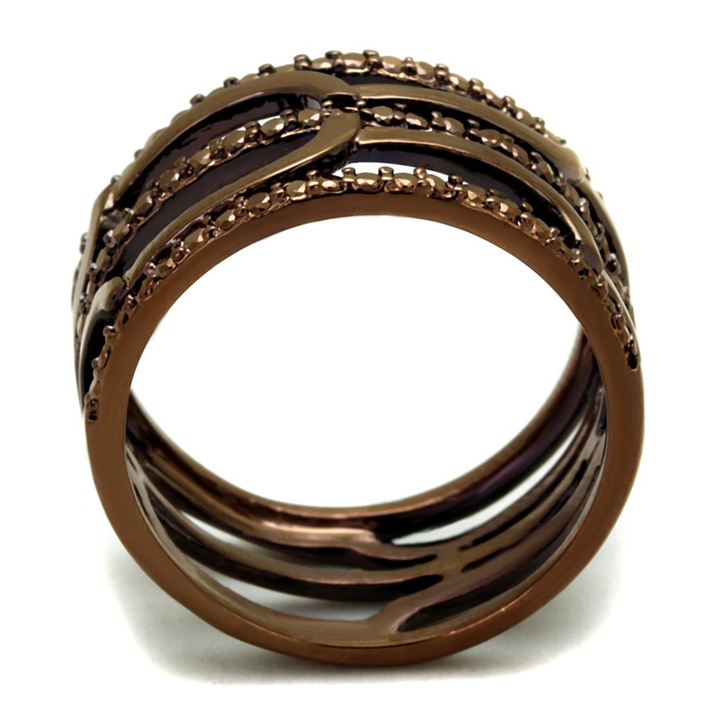 MA3W1126 - IP Coffee light Brass Ring with AAA Grade CZ  in Light Coffee