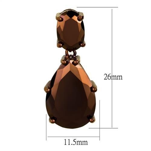 MA3W1135 - IP Coffee light Brass Earrings with AAA Grade CZ  in Light Coffee