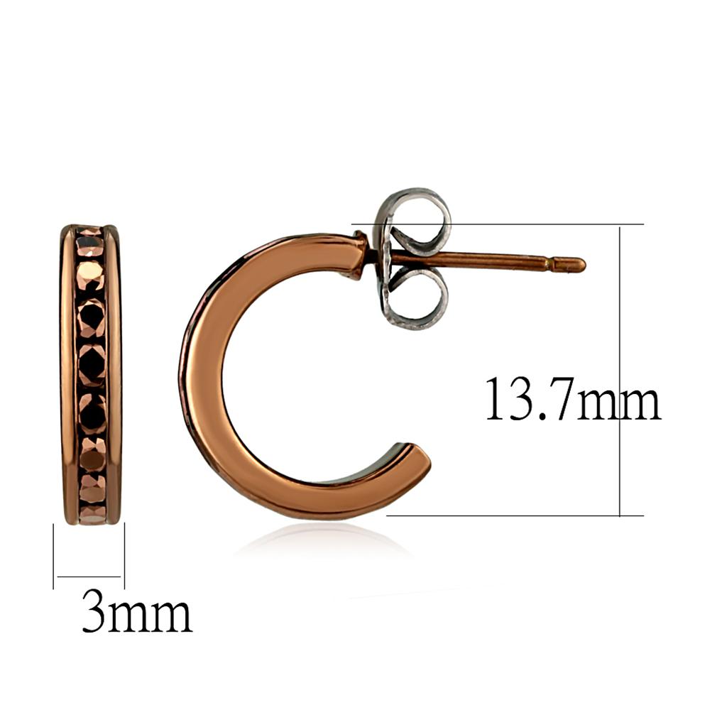 MA3W1140 - IP Coffee light Brass Earrings with Top Grade Crystal  in Light Coffee