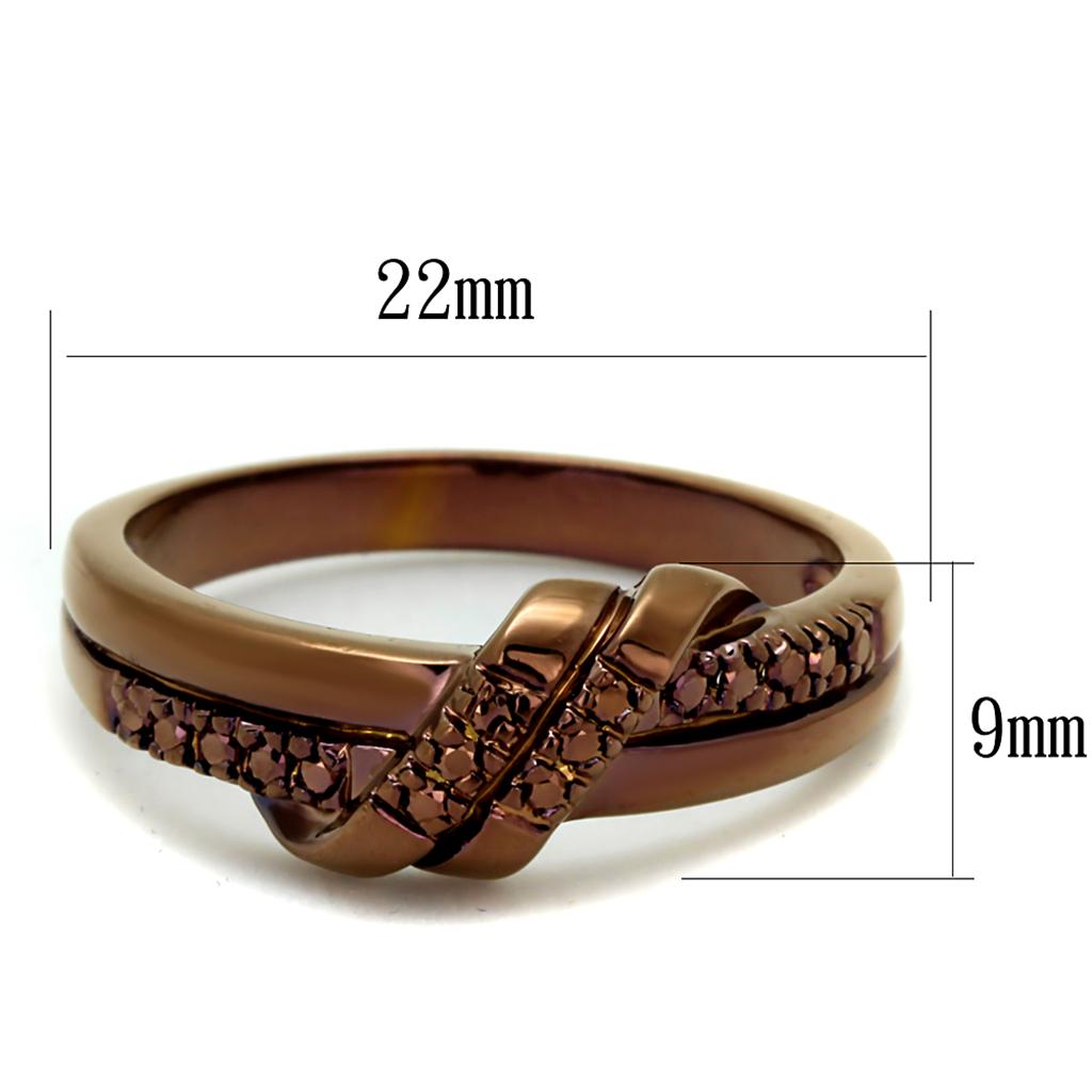 MA3W1146 - IP Coffee light Brass Ring with AAA Grade CZ  in Light Coffee