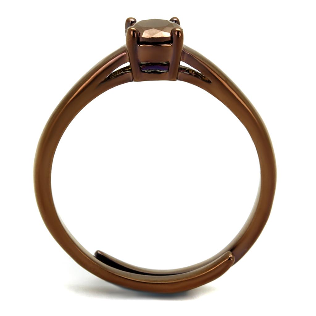 MA3W1147 - IP Coffee light Brass Ring with AAA Grade CZ  in Light Coffee