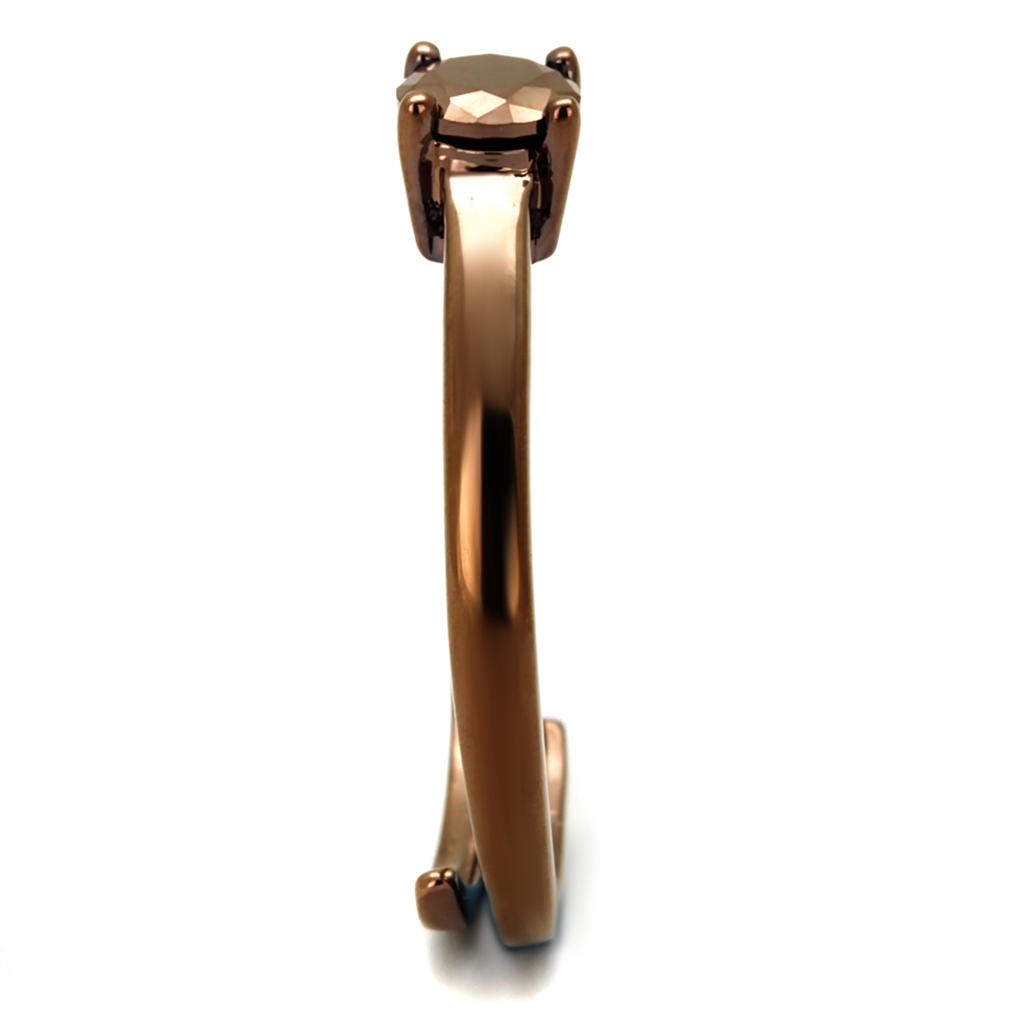 MA3W1147 - IP Coffee light Brass Ring with AAA Grade CZ  in Light Coffee