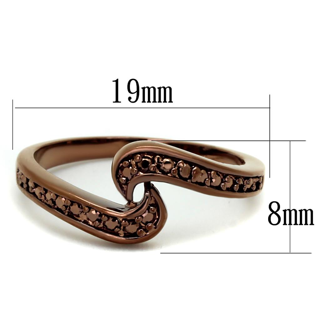 MA3W1151 - IP Coffee light Brass Ring with AAA Grade CZ  in Light Coffee