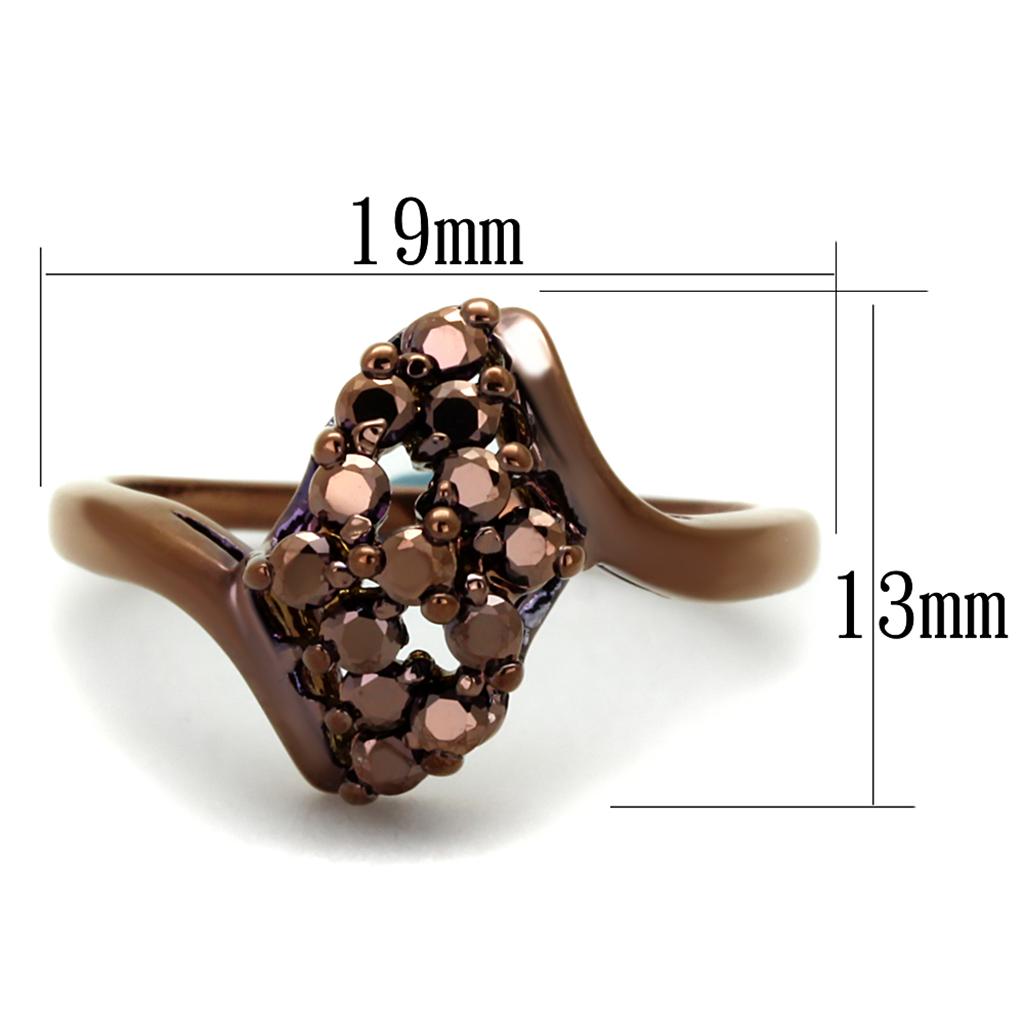 MA3W1154 - IP Coffee light Brass Ring with AAA Grade CZ  in Light Coffee