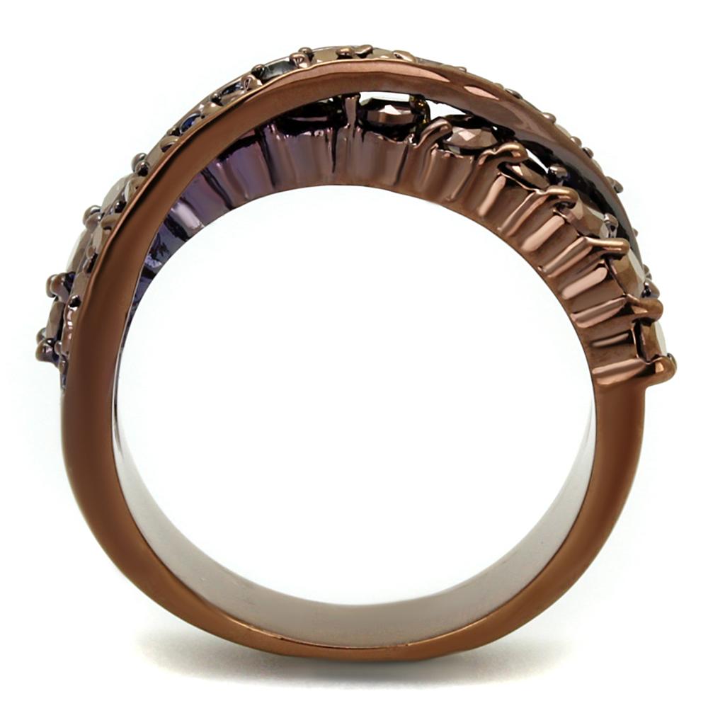 MA3W1155 - IP Coffee light Brass Ring with AAA Grade CZ  in Light Coffee