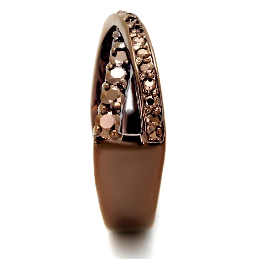 MA3W1155 - IP Coffee light Brass Ring with AAA Grade CZ  in Light Coffee