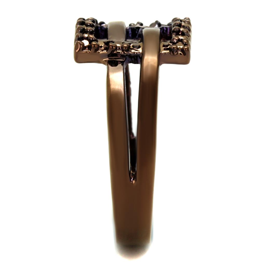 MA3W1156 - IP Coffee light Brass Ring with AAA Grade CZ  in Light Coffee