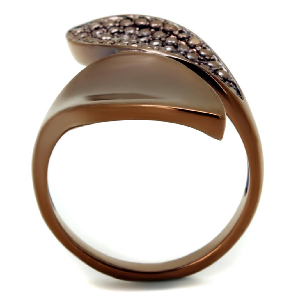 MA3W1157 - IP Coffee light Brass Ring with AAA Grade CZ  in Light Coffee