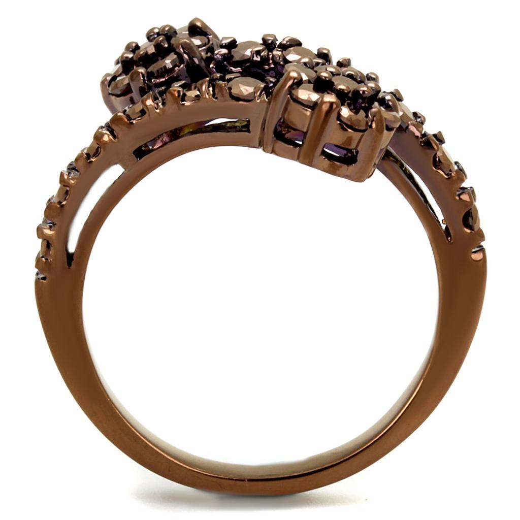 MA3W1158 - IP Coffee light Brass Ring with AAA Grade CZ  in Light Coffee