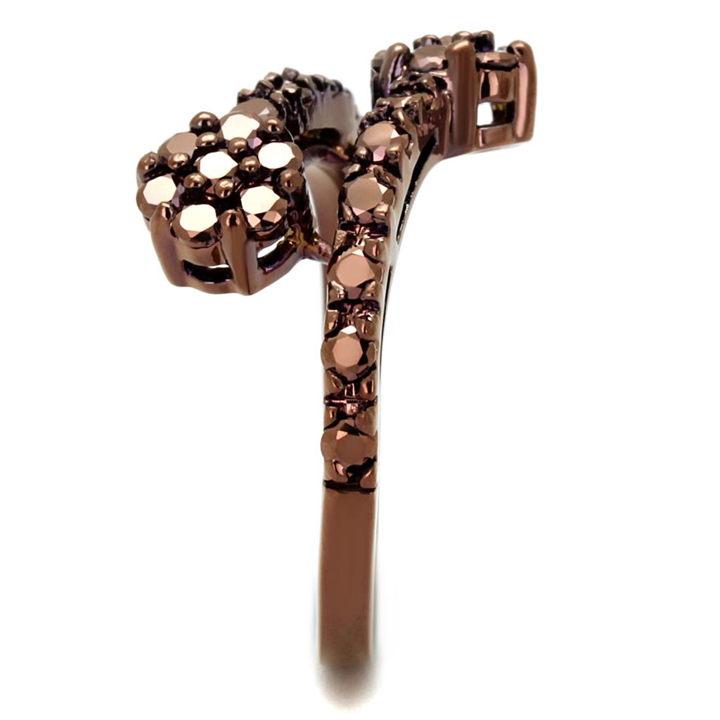 MA3W1158 - IP Coffee light Brass Ring with AAA Grade CZ  in Light Coffee