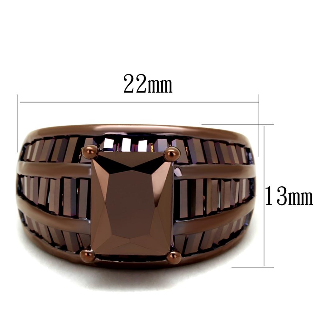 MA3W1159 - IP Coffee light Brass Ring with AAA Grade CZ  in Light Coffee