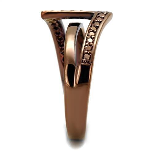 MA3W1162 - IP Coffee light Brass Ring with AAA Grade CZ  in Light Coffee