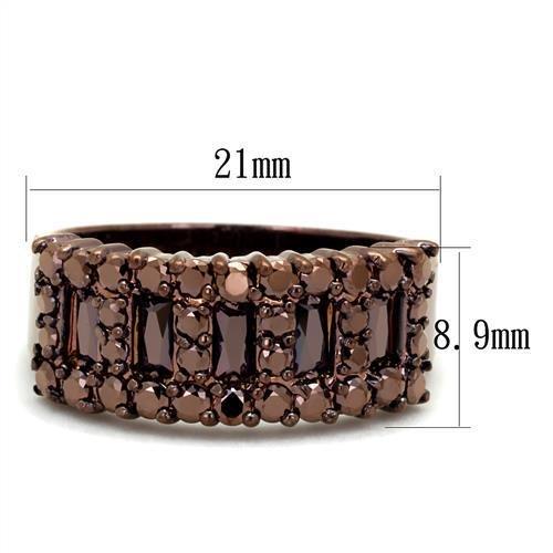 MA3W1163 - IP Coffee light Brass Ring with AAA Grade CZ  in Light Coffee