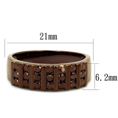 MA3W1164 - IP Coffee light Brass Ring with AAA Grade CZ  in Light Coffee