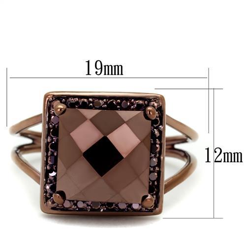 MA3W1165 - IP Coffee light Brass Ring with AAA Grade CZ  in Light Coffee