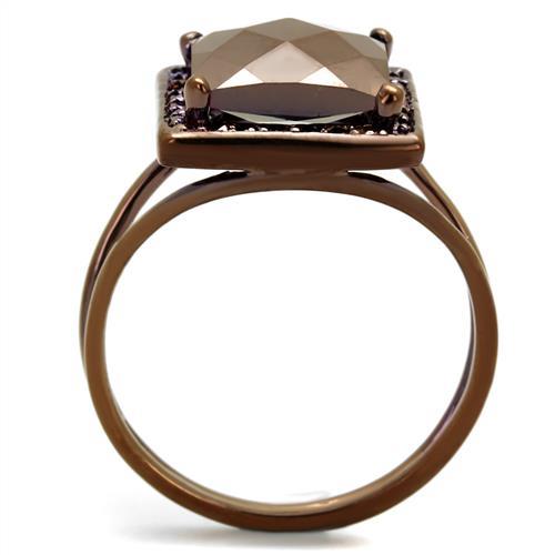 MA3W1165 - IP Coffee light Brass Ring with AAA Grade CZ  in Light Coffee