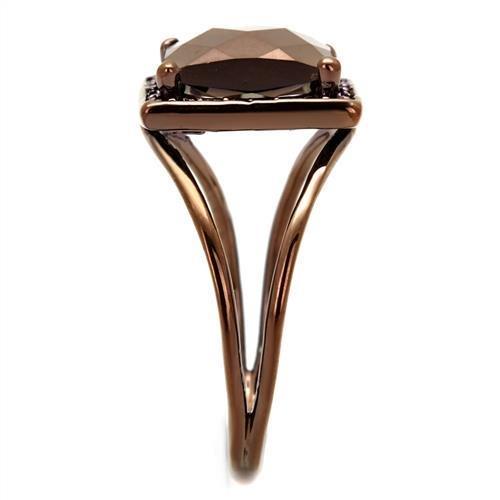 MA3W1165 - IP Coffee light Brass Ring with AAA Grade CZ  in Light Coffee