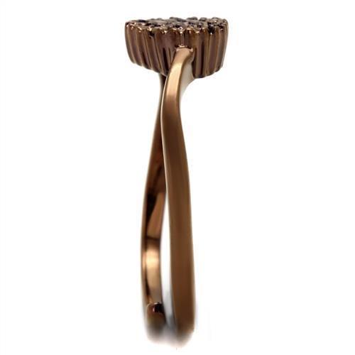 MA3W1166 - IP Coffee light Brass Ring with AAA Grade CZ  in Light Coffee