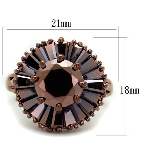 MA3W1167 - IP Coffee light Brass Ring with AAA Grade CZ  in Light Coffee