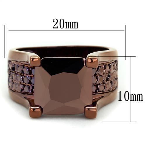 MA3W1169 - IP Coffee light Brass Ring with AAA Grade CZ  in Light Coffee