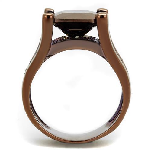MA3W1169 - IP Coffee light Brass Ring with AAA Grade CZ  in Light Coffee