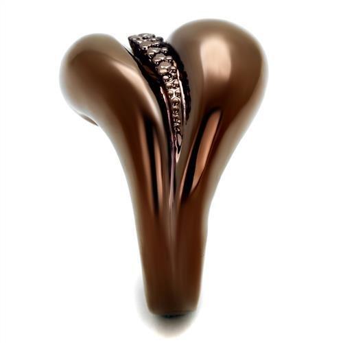 MA3W1170 - IP Coffee light Brass Ring with AAA Grade CZ  in Light Coffee