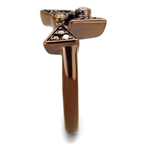 MA3W1171 - IP Coffee light Brass Ring with AAA Grade CZ  in Light Coffee