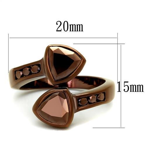 MA3W1172 - IP Coffee light Brass Ring with AAA Grade CZ  in Light Coffee