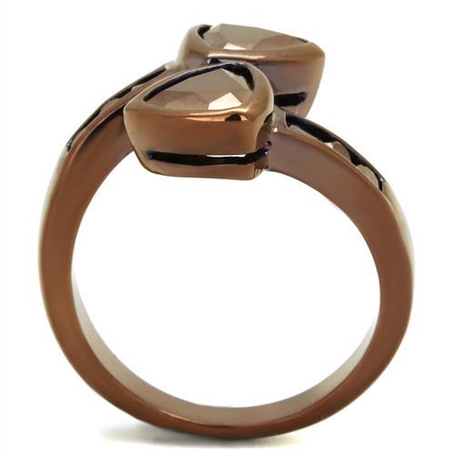 MA3W1172 - IP Coffee light Brass Ring with AAA Grade CZ  in Light Coffee
