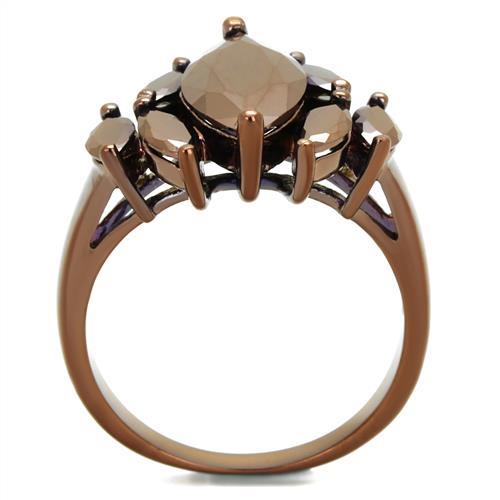 MA3W1173 - IP Coffee light Brass Ring with AAA Grade CZ  in Light Coffee