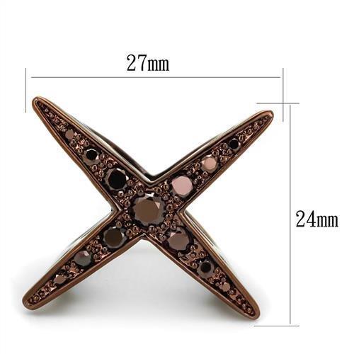 MA3W1175 - IP Coffee light Brass Ring with AAA Grade CZ  in Light Coffee