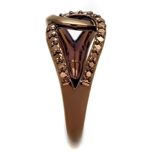 MA3W1176 - IP Coffee light Brass Ring with AAA Grade CZ  in Light Coffee