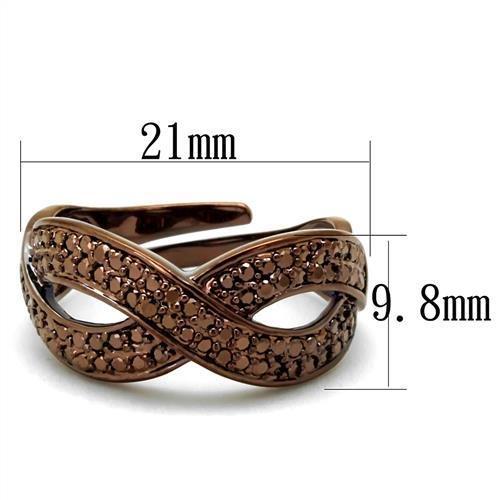 MA3W1179 - IP Coffee light Brass Ring with AAA Grade CZ  in Light Coffee