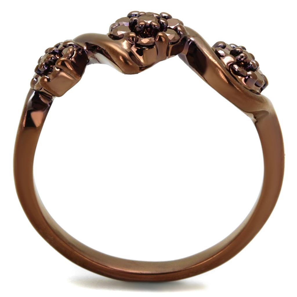 MA3W1181 - IP Coffee light Brass Ring with AAA Grade CZ  in Light Coffee