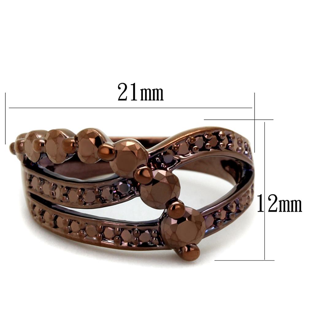 MA3W1182 - IP Coffee light Brass Ring with AAA Grade CZ  in Light Coffee